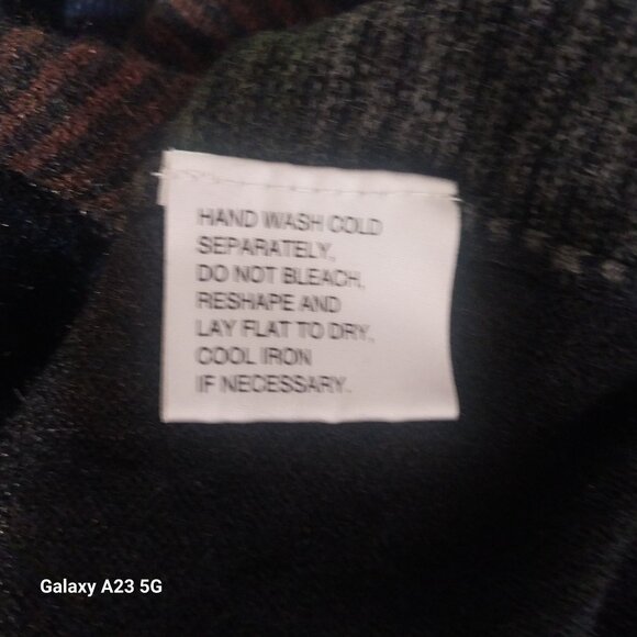 55% Silk Vintage Northern Isles Patchwork Sweater L 35% Rayon 10% Cashmere Hand - Picture 6 of 7